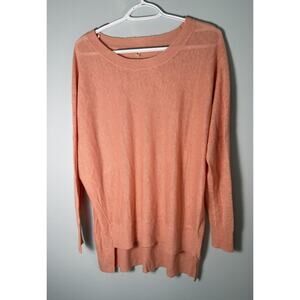 Eileen Fisher Peach Long Sleeve 100% Linen Tunic Top S Sweater Shirt